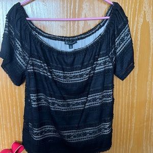 INC black lace crop off the shoulder top